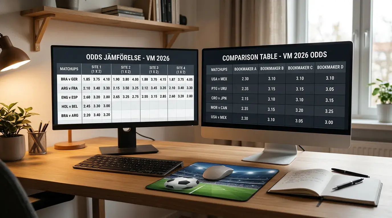 Jämförelse av odds på VM 2026 vinnare och gruppspel hos olika operatörer