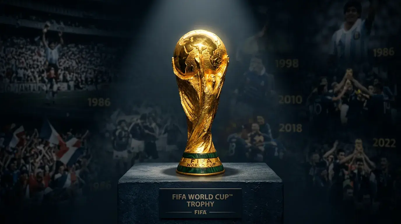 VM-historik från 1930 till 2026 med pokalen och legendariska ögonblick